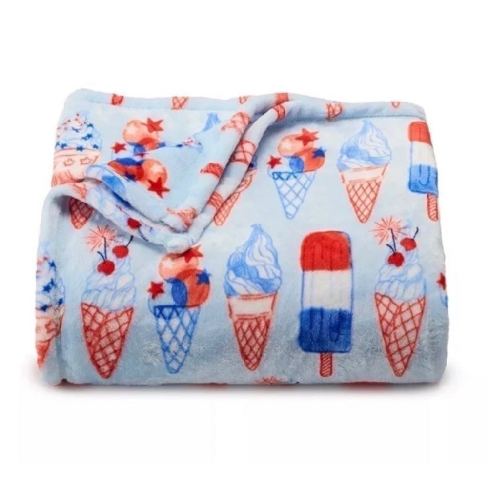 new july 4 patriotic ice cream 5x6ft soft plush throw blanket americana kohls